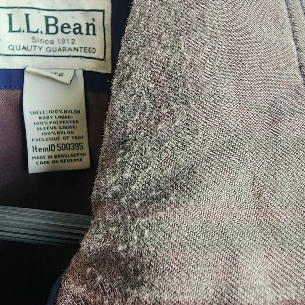 Classic LL Bean Fleece Lined Windbreaker Coat Men' Size Large Reg 100% Nylon